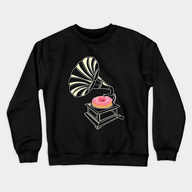 Doughnut Gramophone Crewneck Sweatshirt by Jarecrow 